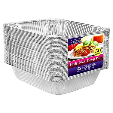 Aluminum Pans Half Size, 9X13, Extra Heavy Duty Disposable Foil Pans For Baking (30 Pack) Roasting &amp; Chafing, Deep Tin Foil Bakeware, Steam Table Tray, Cookware, Food Prepping, Cake &amp; Oven Pan