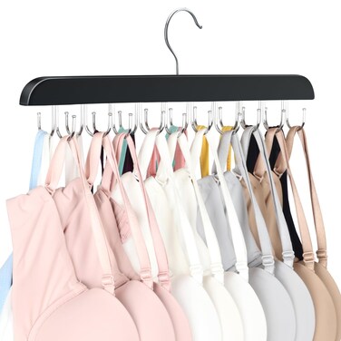 Resovo Bra Hanger for Closet, Tank Top Hanger 20 Hooks Capacity Foldable Wood Space Saving Hanger Closet Organizers and Storage for Dorm &amp; Apartment for Tank Top, Bra, Scarf etc.