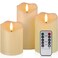 VIEWELLD Flickering Flameless Candles with Remote and Timer, Realistic LED Candles, Battery Operated Candles for Christmas Home Wedding Birthday Decoration, Real Wax Set of 3(Ivory White)