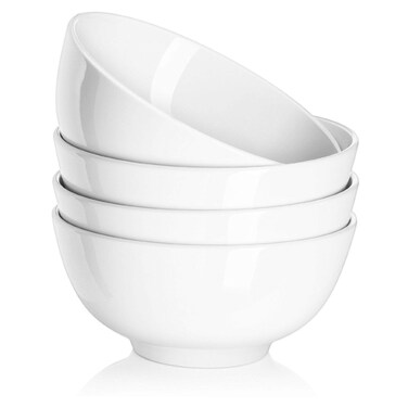 DOWAN 22 OZ White Ceramic Bowls Set of 4 - Perfect for Soup Bowls for Kitchen, Cereal Bowl, Ramen Bowl,Oatmeal Bowl, Fruit Bowl,Salad Bowl, Rice Bowl - Dishwasher &amp; Microwave Safe