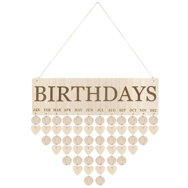 LIOOBO Wooden Birthday Reminder Calendar Plaque Sign Board Wall Hanging Family Decor Plaque (A)