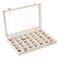 Frebeauty Velvet Jewelry Tray,35 Grid Jewelry Organizer with Clear Lid,Earring Holder Organizer Case with Clasp,Drawer Insert for Rings Studs,13.8 x 9.5 x 2 Inches,Gift for Women Girls(Beige)