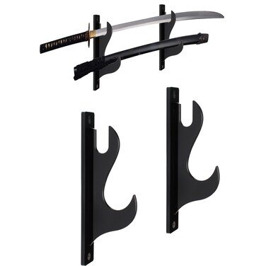 WANLIAN Sword Stand Wall Mount, Swords Wall Mount, Sword Holder,Katana Sword Display Stand 2-Tier (Black)