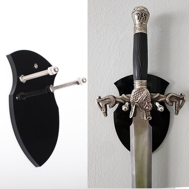 WANLIAN Wall mounted sword rack Plaque Sword Hook Wall Hook Display Stand Single Sword Vertical Wall Mount Universal Sword Stand Wall Mount Display Stand For Sword Axe Anime SwordStand(Black 1 pack)