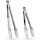 Hotec Stainless Steel Kitchen Tongs Set of 2 - 9" and 12", Locking Metal Food Tongs Non-Slip Grip
