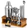 KITESSENSU Cocktail Shaker Set Bartender Kit with Stand   Bar Set Drink Mixer Set with All Essential Accessory Tools: Martini Shaker, Jigger, Strainer, Mixer Spoon, Muddler, Liquor Pourers  Silver