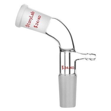 StonyLab Glass Vacuum Take Off Adapter, 105 Degree Bent, Short Stem with 24/40 Joints