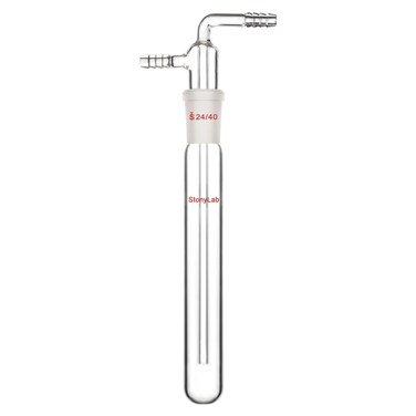 stonylab Glass Vacuum Cold Trap Bubbler with 10mm Serrated Hose, 200mm Length Below The 24/40 Joint