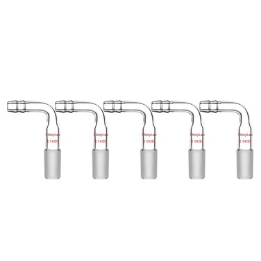 StonyLab Glass Bent Inlet Adapter with 14/20 Male Glass Joint and 10 mm Hose Connection Lab Glassware, 5 Packs