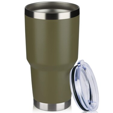 MEWAY 30oz Tumbler Double Wall Vacuum Insulated Travel Mug, Stainless Steel Tumbler with Lid, Durable Powder Coated Insulated Coffee Cup for Cold &amp; Hot Drinks (Army Green,1 PACK)