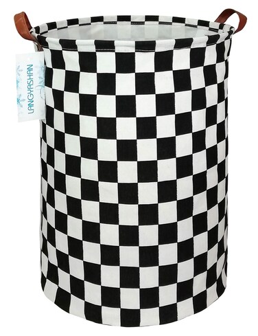 LANGYASHAN Laundry Basket Canvas Fabric Collapsible Organizer Basket for Storage Bin Toy Bins Gift Baskets Bedroom Clothes Children Nursery Hamper (Racing flag)