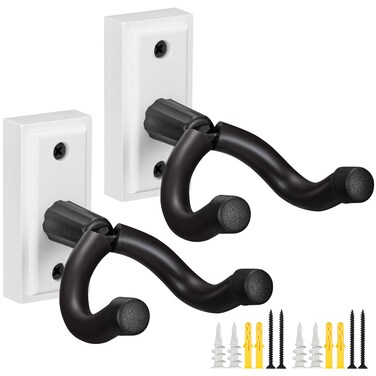 POGOLAB Guitar Wall Mount Hanger 2 Pack, Guitar Wall Hanger Holder Hook Bracket Stand, Guitar Hanger, Guitar Wall Mount, for Acoustic Electric Guitar Bass Ukulele Banjo Mandolin (White)
