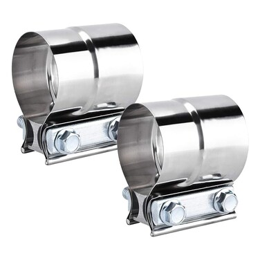 2.5 Inch Exhaust Clamps,Lap Joint Band Clamp 2 Packs,2 1/2 Exhaust Muffler band Clamp,304 Stainless Steel Pipe Repair Clamp DecoHongDi