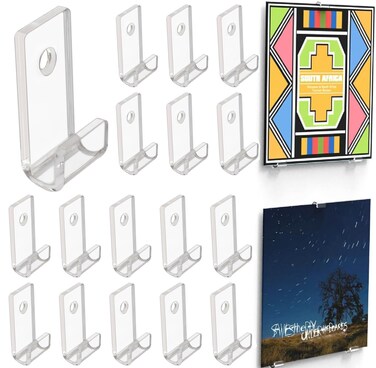 WANLIAN Vinyl Record Wall Mount Display Holder, 10 Sets Clear Acrylic Vinyl Record Hangers Shelf for Album Covers Display and Home Wall Decoration (30, Single LP)