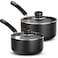 Utopia Kitchen Nonstick Saucepan Set with Lid, 1 Quart and 2 Quarts Multipurpose Pots Set for Home Kitchen or Restaurant (Grey-Black)
