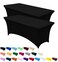Utopia Kitchen Spandex Tablecloth 2 Pack [6FT, Black] Tight, Fitted, Washable and Wrinkle Resistant Stretch Rectangular Patio Table Cover for Event, Wedding, Banquet &amp; Parties [72Lx30Wx30H Inch]