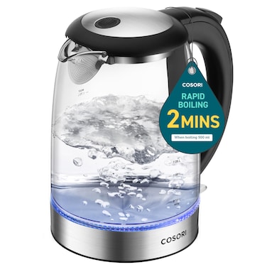 Cosori Electric Kettle, No Plastic Filter &amp; Spout, Stainless Steel Inner Lid, Tea Kettle &amp; Hot Water Boiler For Coffee &amp; Tea, Water Heater &amp; Teapot, Automatic Shut Off, Black, 1.7L/1500W