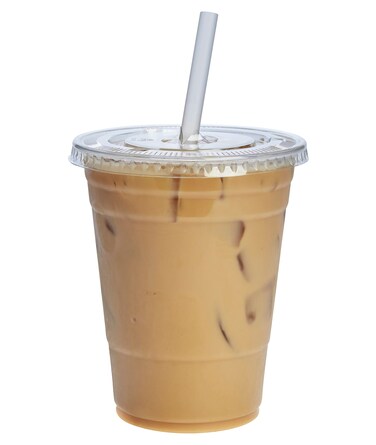 Comfy Package [16 oz. - 100 Count Clear Plastic Cups With Lids, Disposable Coffee Cups with Flat Lids - Ideal for Cold Beverages, Smoothies, and To-Go Drinks