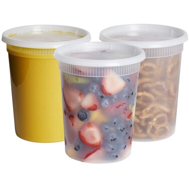 GUSTO Comfy Package [32 oz. - 24 Count Plastic Deli Containers with Lids - Disposable Food Storage Containers With Airtight Lids, Ideal for Soups, Stews, and Meal Prep