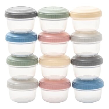 WeeSprout Leakproof Baby Food Storage - 12 Container Set, Small Plastic Containers with Lids, Lock in Freshness, Nutrients, &amp; Flavor, Freezer &amp; Dishwasher Friendly, 4oz Snack Container (Variety Matte)
