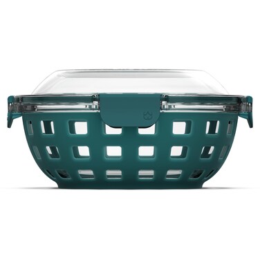 Ello DuraGlass Food Storage Glass Lunch Bowl Container - Meal Prep Container with Silicone Sleeve and Airtight Lid, 5 Cup, Teal