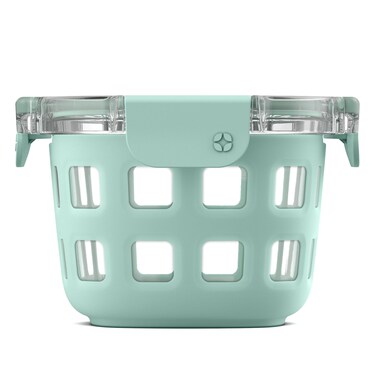 Ello DuraGlass Rounds Glass Food Storage Containers - Meal Prep Bowls with Silicone Sleeve and Airtight Lids, 2 Cup, Yucca