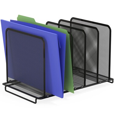 Simple Houseware 5 Section Expandable Upright File Sorter Organizer, Black