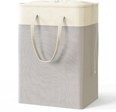 Simple Houseware 75L Collapsible Laundry Hamper   Rectangle Terylene Cotton Basket with Handles, Gray