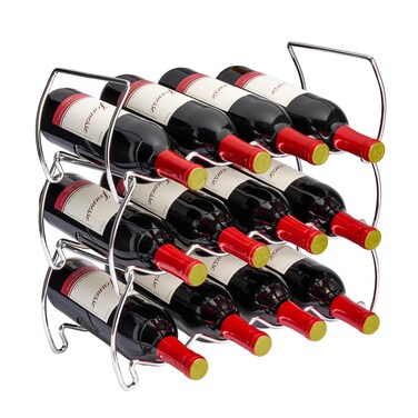 Sorbus Metal Wine Racks Countertop - 3 Tier Stackable Wine Rack - Bottle Rack Holds 12 Wine Bottles for Home, Bar, or Wine Cellar, Free-Standing Wine Rack for Inside Cabinet Wine Storage (Silver)