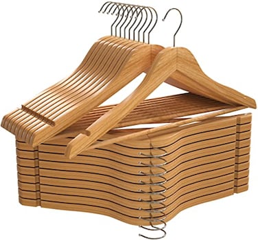 Utopia Home Premium Wooden Hangers 20 Pack - Durable &amp; Slim Coat Hanger - Suit Hangers with 360-Degree Rotatable Hook - Wood Hangers with Shoulder Grooves (Natural Color)