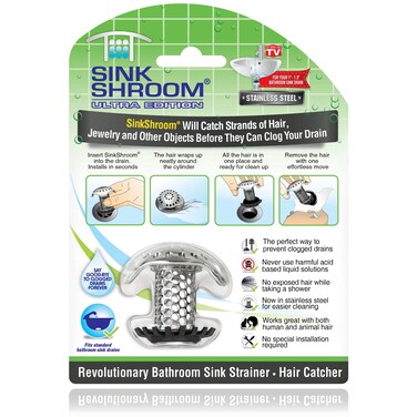 SinkShroom Ultra Revolutionary Bathroom Sink Drain Protector, Stainless Steel
