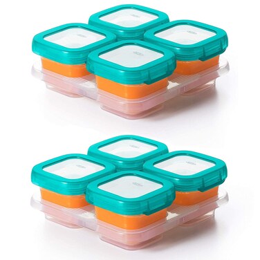 OXO Tot Baby Blocks Food Storage Containers, Teal, 4 Ounce - Set of 2