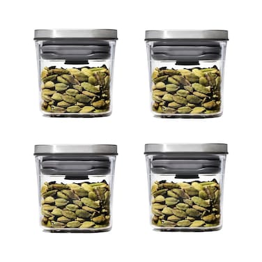 OXO Steel POP Mini Container - 0.2 Qt (Pack of 4) Airtight Food Storage for Spices &amp; More, Grey
