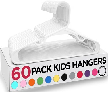 Utopia Home 60 Pack Kids Hangers - 11.5 Inch Plastic Baby Hangers for Closet - Childrens Hangers for Clothes &amp; Infant Hangers for Closet (White)