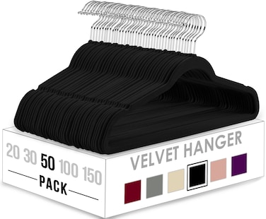 Utopia Home Velvet Hangers 50 Pack - Non-Slip Clothes Hangers - Black Hangers - Suit Hangers with 360 Degree Rotatable Hook - Heavy Duty Coat Hangers - Pants Hangers