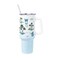 Silver Buffalo Disney Lilo and Stitch Vintage Sketch Palm Trees and Flowers Stainless Steel Tumbler with Handle and Straw, Fits in Standard Cup Holder, 40 Ounces