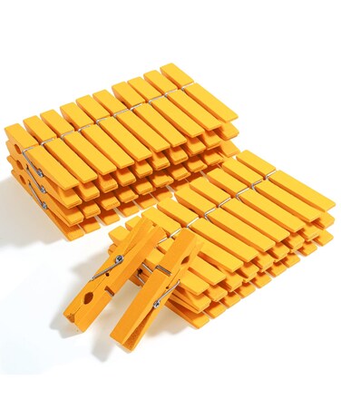 Mr. Pen- Wooden Clothes Pins, Natural Wood, 50 Pack, 2.9 Inch, Yellow, Rust Resistant Clothes Pins for Hanging Clothes, Clothes Pins Wood, Clothing Pins, Clothes Pegs, Clothespins, Wood Clothespin