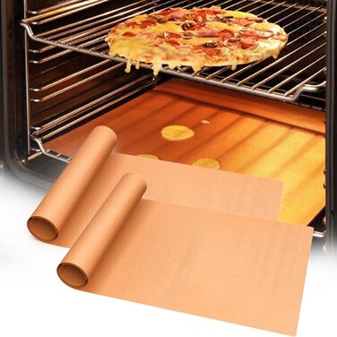 UBeesize 2 Pack Thickened Copper Oven Liners for Bottom of Oven BPA &amp; PFOA Free, Reusable 16x24 Inch Heavy Duty Non Stick Teflon Oven Mats, Fit Electric Gas Toaster Convection Microwave Ovens Grills