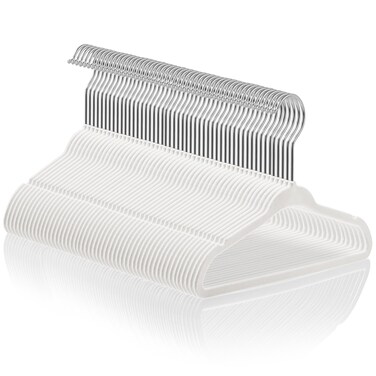 Casafield 50 Velvet Baby Hangers - 11" Size for Infant &amp; Toddler Clothes - Ivory