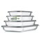 NutriChef 8-Piece Glass Baking Dish Set with Lids, (4 Stackable Rectangular Glass Dish and 4 BPA-Free Lids), Baking Pans for Lasagna, Meatloaf, Casserole, &amp; Leftovers, Cooking, &amp; Dishwasher Safe, Gray