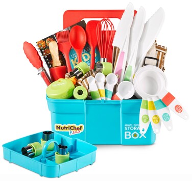 NutriChef Kids Cooking &amp; Baking Set - Complete Cooking Set for Girls &amp; Boys, Includes Little Chef's Apron. Kitchen Supplies, Nylon Knives, Utensils, &amp; Baking Tools, Great Gift for Ages 4 and Up