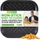 NutriChef Non-Stick Square Oven Crisper Pan - Heavy Duty Carbon Steel Baking Tray w/ Perforated Holes for Even Airflow - Bake Fries, Pizza, Frozen Snacks, &amp; More - Dishwasher Safe, Black