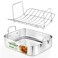 NutriChef 14-Inch Stainless Steel Oven Roasting Pan with Polished Wire Rack - Kitchen Roaster Tray w/ Built-In Handles - Heavy Duty Bakeware for Turkey, Chicken, Meats, &amp; More - NCTURKSS26