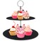 NutriChef Two Tier Slate Cake Stand - Round Multi Tiered Tray Serving Plate, Cupcake Holder Display, Dessert Tower, Fruit Platter w/ Stainless Steel Rods and Handle, For Wedding, Birthday - PKCKSTD10