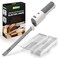 NutriChef Cordless Electric Knife   Easy to Use Constant ON/OFF Safety Function Button   Carve Turkey, Meats, Poultry, Bread, Cheese &amp; More   Lightweight with Contoured Grip Handle   White &amp; Grey