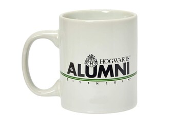Harry Potter Slytherin Alumni 11-Oz Mug - White Ceramic Cup With Handle - Hogwarts Crest &amp; House Green Stripe With Black Lettering - From Rowling's Wizarding World