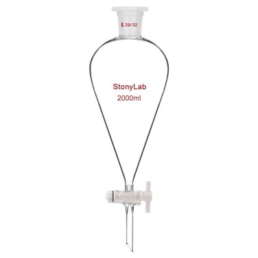 stonylab Borosilicate Glass 2000 ml Heavy Wall Conical Separatory Funnel with 29/32 Joints and PTFE Stopcock, 2000 ml