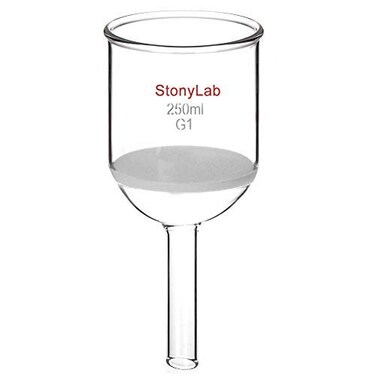 StonyLab Borosilicate Glass Buchner Filtering Funnel with Coarse Frit (G1), 76mm Inner-Diameter, 80mm Depth (250ml)