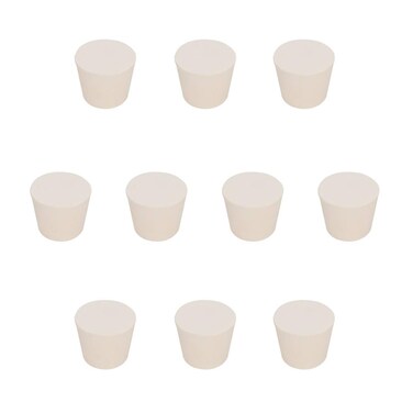 StonyLab Solid Rubber Stoppers, 10-Pack 7# White Tapered Lab Seal Rubber Stoppers, Fits StonyLab 250ml Erlenmeyer Flask