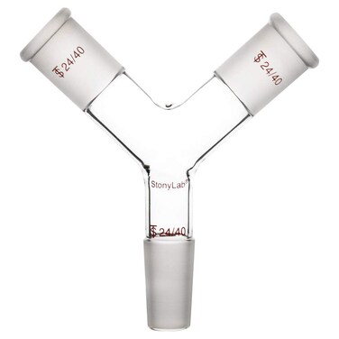 stonylab Glass Y-Shaped Connecting Adapter, Borosilicate Glass Y Shape 3-Way Connector Adapter with One Inner and Two Outer 24/40 Standard Taper Joints for Laboratory Lab Supply
